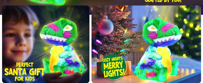 Paint Your Own Dinosaur Lamp Kit, Art Supplies Kids Paint Set, Arts and Crafts for Kids Ages 8-12, Dinosaur Toys Girls Boys Halloween Birthday Christmas Gifts Ages 3 4 5 6 7 8 9 10 11 12+