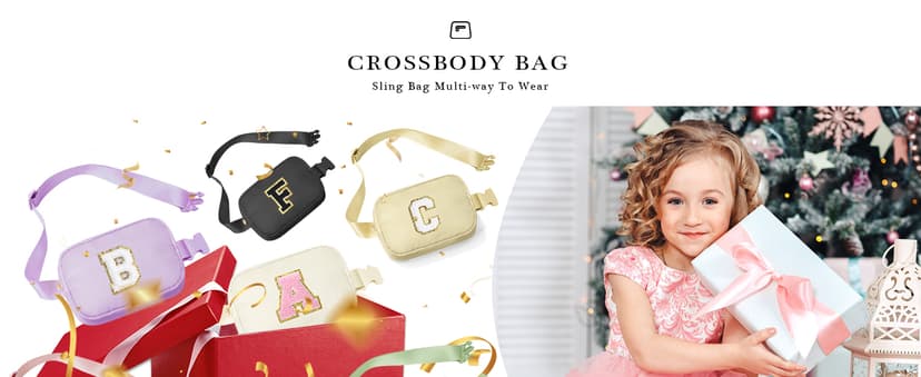 YOOLIFE Birthday Gifts for 3 4 5 6 7 8 9 10 11 12 13 Year Old Girls, Initial Fanny Pack for Girls Crossbody Bag Belt Bag Purse, Beige L