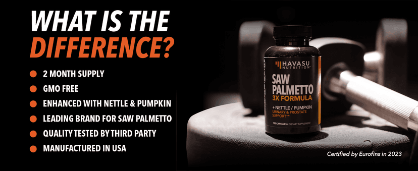 HAVASU NUTRITION Saw Palmetto Supplement with Stinging Nettle and Pumpkin Seed Extract - Advanced 3X Formula - DHT Blocker Urinary Health and Prostate Support for Mens Health - Vegan, Non-GMO Capsules - 2 Month Supply