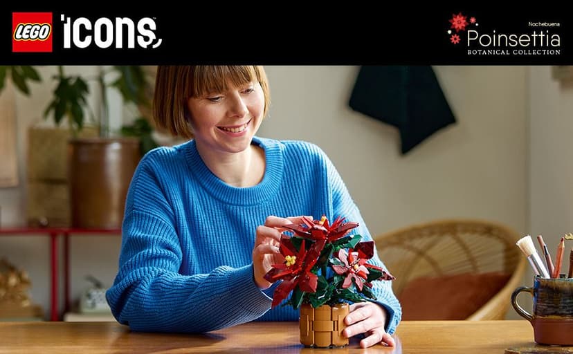 LEGO Icons Poinsettia Building Set - Artificial Flower Decorations & Centerpieces for Table, Adults Ages 18+ - 10370