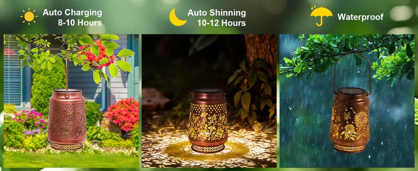 Christmas Gifts for Women, Hummingbird Solar Lanterns Outdoor Waterproof, Garden Decor Birthday Gifts for Women Mom Grandma Sister, Metal Hanging Solar Lights Outside Decorative for Backyard Patio