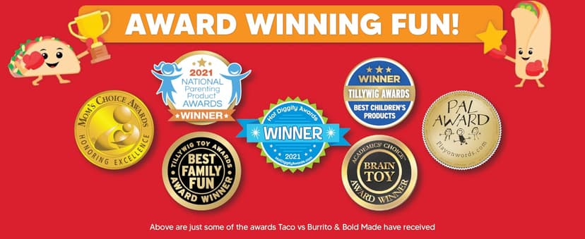 Taco vs Burrito - The Wildly Popular Surprisingly Strategic Card Game Created by a 7 Year Old - 5 Ways to Play - a Family-Friendly Party Game for Kids, Teens & Adults