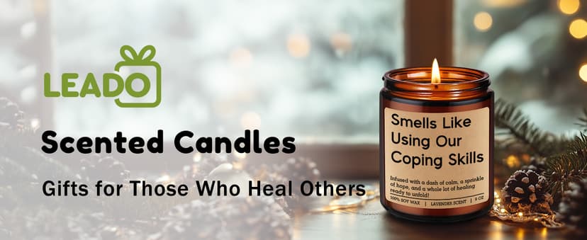 LEADO Funny Coping Skills Candle, Therapist Gifts - Mental Health, Graduation, Psychology, Christmas Gifts for Therapists, Social Worker, School Counselor, Psychologist, Women - Therapy Office Decor
