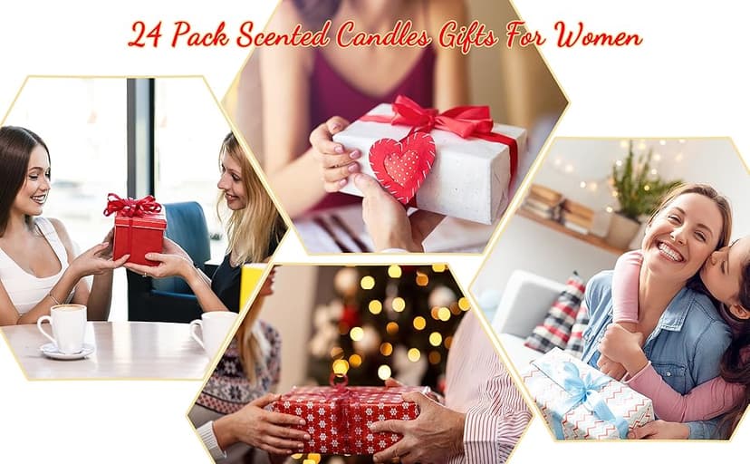 Scented Candles Gift Set, 2.5 oz Soy Wax Aromatherapy Candle for Home, Romantic Candles Gift for Mother Day Christmas Valentines Birthday (24 Pack)