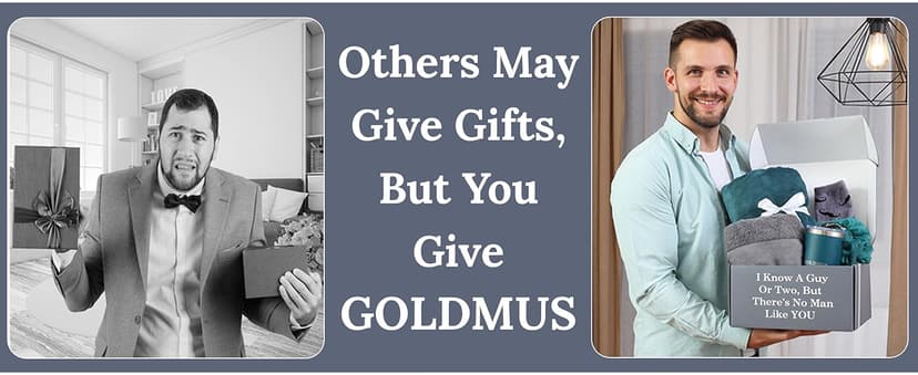 GOLDMUS Gift Basket for Men – Funny Birthday Basket for Men, Luxury Gift Box for Appreciation or Thank You, Celebration Surprise Set, Unique Mens Gift Basket Idea for Relaxation and Thoughtful Moments