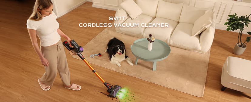 Cordless Vacuum Cleaner, 450W 40KPA Vacuum Cleaners for Home, 45Mins Lightweight Stick Vacuum with Advanced Green Light Tech, Rechargeable Battery Vacuum for Carpet,Pet Hair,Hardwood Floor