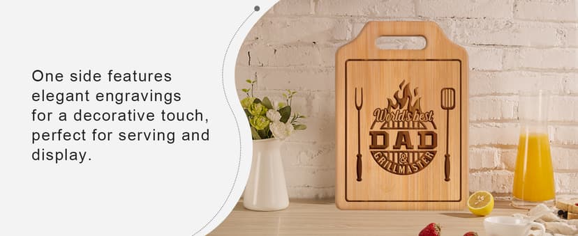 AceThrills Dad Birthday Gift for Dad Gifts Who Wants Nothing from Daughter Son - Engraved Bamboo Cutting Board 12.3"L x 8.7"W x 0.4"Th