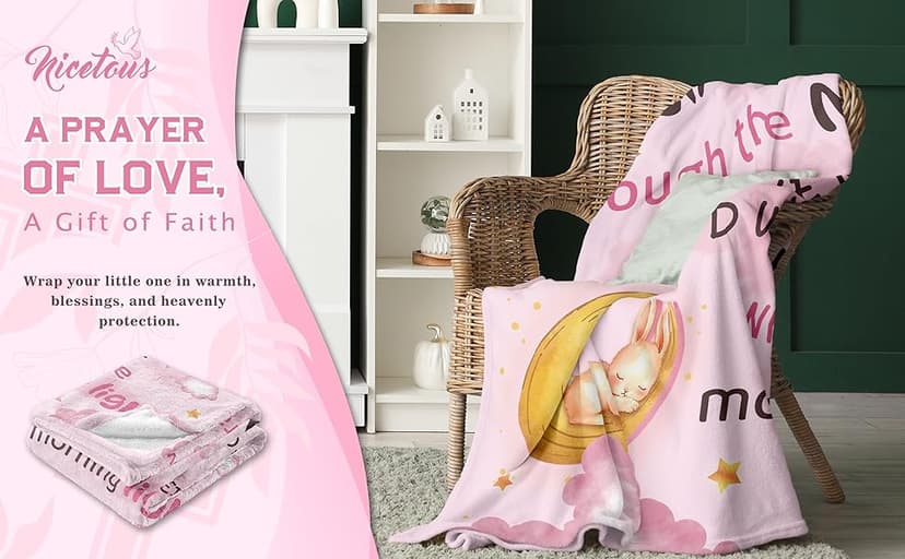 Nicetous Baptism Gifts for Girl Boy Blanket 50x40in, Baptismal Gifts for Women/Kid/Baby Girl, Baptism Favors, Christening Gifts for Girls, Baptism Gift Idea Throw Blanket