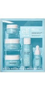 e.l.f. SKIN Holy Hydration! Hydrated Ever After Skincare Mini Kit, Cleanser, Makeup Remover, Moisturiser & Eye Cream For Hydrating Skin, Airplane-Friendly Sizes
