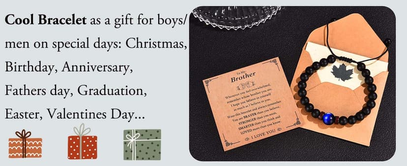 Bracelets Gifs for Friend Brother Husband Dad Brother in Law Son in Law Uncle Son Grandson Nephew, Birthday Christmas Valentines Fathers Stocking Stuffers Gifts for Men Boys Him with Sentimental Card