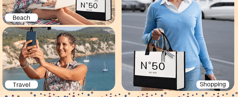 Lamyba 50th Birthday Gifts for Her, 50s Birthday Decorations for Women/Wife/Mom/Friends/Sister, no 50 Tote Bag & Cosmetic Bag & Back in 1975 Poster