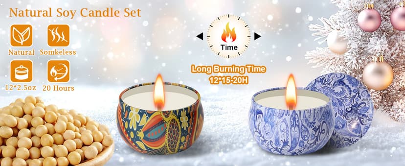 Scented Candles Gifts for Women, 12 Pack Natural Soy Candles for Home Scented, Aromatherapy Candle Set Gift for Women, Men, Friends Birthday, Anniversary