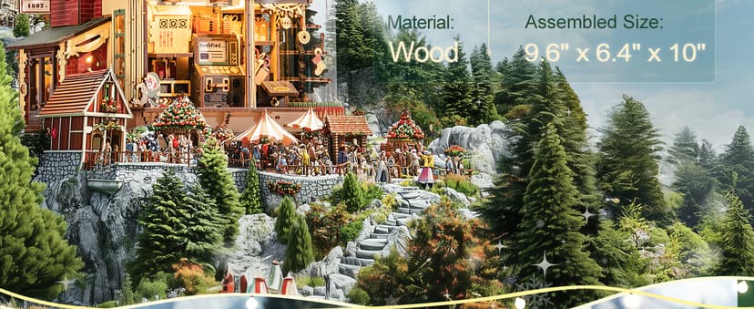 ROKR 3D Puzzle for Adults Christmas Style Dream Gift Factory Wooden Model Kit Luminous Factory DIY Dollhouse Kit Building with Music, Lights and 5 Elves for Teens & Kids