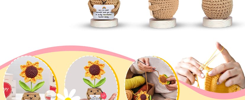 Gossby Gift for Mom - Positive Sunflower Doll Crochet with Card - Love You Forever - Mom Gift from Daughter, Son, Kid - Mothers Day, Christmas, Birthday Present Idea - Knitted Decor