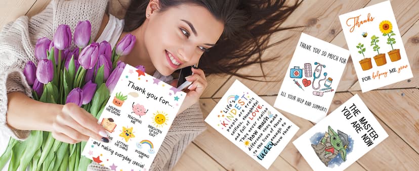 YiKaLus Cute Appreciation Card for Kindest Person, Great Thank You Card with Envelope for Women Men, Sweet Friendship Gift for Friends Classmates, Best Thank You Gift Ideas for Mom Dad