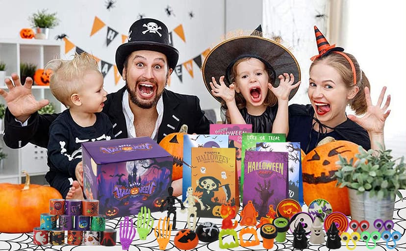 306 PCS Halloween Party Favors Bulk, Halloween Goodie Bags Fillers for Trick or Treat, Stocking Stuffers, Halloween Treats Non Candy Carnival Treasure Box Classroom School Kids Adults Prizes Gifts