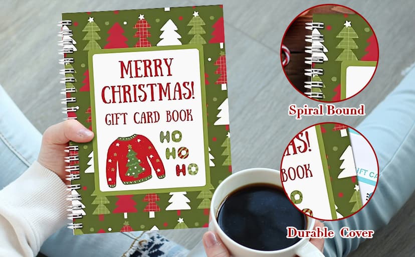 Merry Christmas! Gift Card Book, 5x7 Color Spiral-Bound Merry Christmas Card Book, Christma Gift Cards Books Holder, DIY Personalized Xmas Gifts for Family, Friends, Students (1pc)