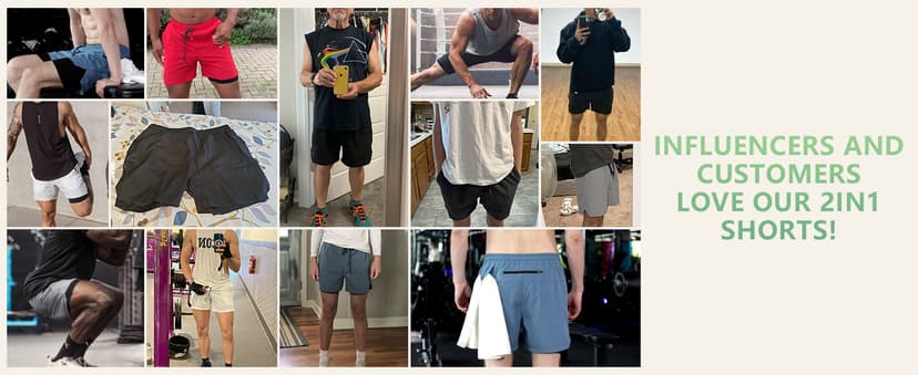 Aolesy Men's 2 in 1 Running Shorts 5" Workout Gym Athletic Shorts for Men Quick Dry Lightweight Training Shorts with Pockets