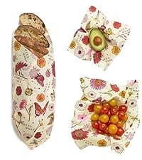 Bee's Wrap Beeswax Wraps for Food - Made in USA Reusable & Organic Food Wraps, Sandwich Wrap & Bowl Covers - Eco-Friendly Alternative to Aluminum Foil & Plastic Wrap, Ocean 3 Pack (S, M, L)