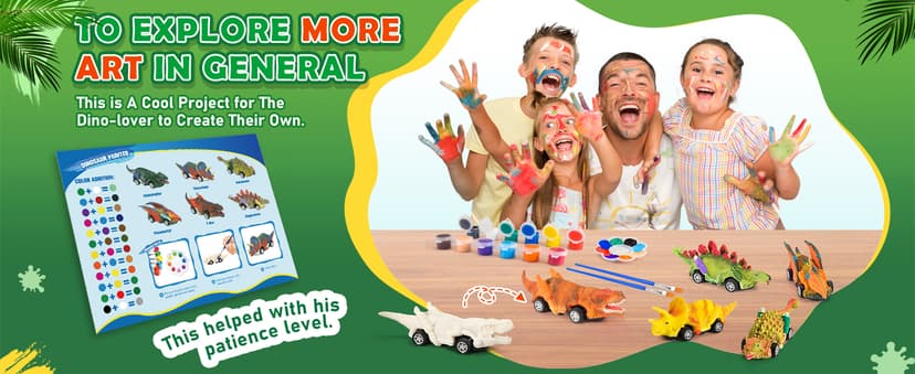 faentwc Dinosaur Painting Toys for Kids 5-7: 2 in 1 Dino Arts Painting Kits and Pull Back Cars Toy for Boys 4 5 6 7 8 9 10 Year Old Art & Craft Set for Girl DIY Easter Birthday Gifts for Kid Age 3-12