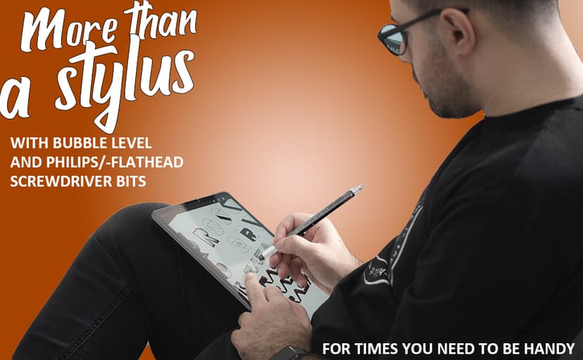 Magnetic Pickup Tool and 6 in 1 Multitool Pen with Touch Screen Stylus, Rulers, Bubble Level, Flathead, Phillips Screwdriver, Ballpoint Pen, Christmas Gifts Stocking Stuffers for Men, Teen Boys, 2Pack