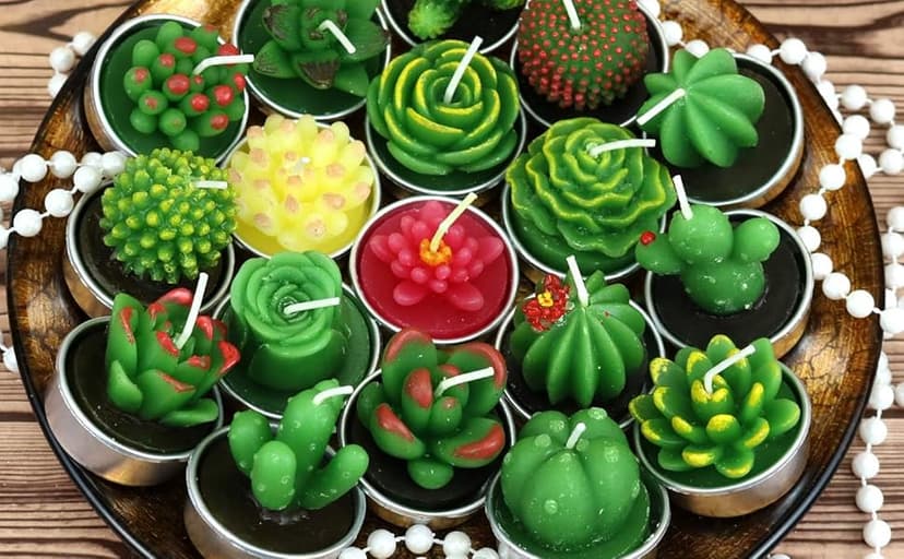 GIFTEXPRESS 18 Pcs Succulent Cactus Candles No Repeat Style, Delicate Smokeless Scented Tealight Candles for Home Décor, SPA, Wedding, Valentine's Day, Birthday Gift, Anniversary Celebration