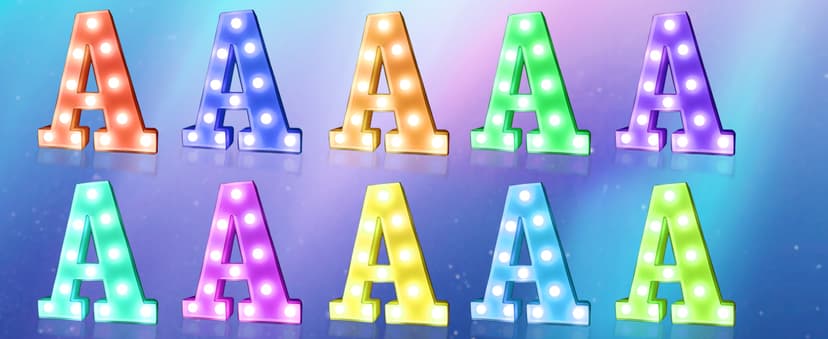 Pooqla Colorful LED Marquee Letter Lights with Remote – Party Bar Letters with Lights Decorations for The Home - Multicolor M