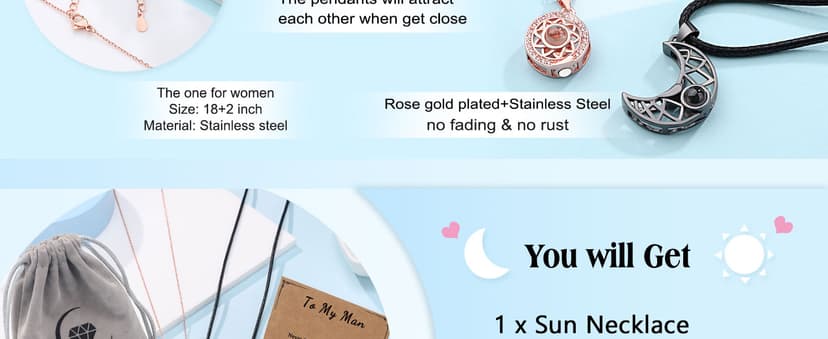 UPROMI Couple Necklace for Boyfriend/Girlfriend/Husband/Man/Soulmate, Anniversary Christmas Birthday Wedding Gifts for Him Her