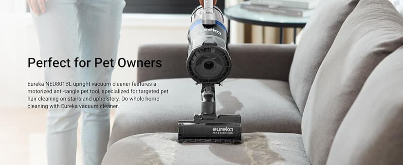 Eureka Pet Upright Vacuum Cleaner for Carpet and Hard Floor, Powerful Bagless Vacuum Cleaner for Home with HEPA Filter and Pet Tool, OmniVerse NEU801BL with QuickShift Technology, Blue