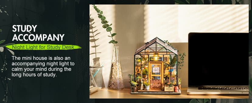 Rolife DIY Miniature House Kit Greenhouse, Tiny House Kit for Adults to Build, Mini House Making Kit with Furniture, Halloween/Christmas Decorations/Gifts for Family and Friends (Cathy's Greenhouse)