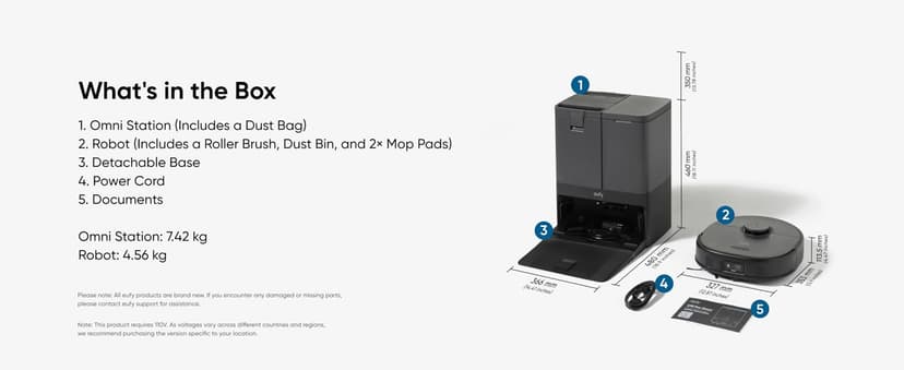 eufy X10 Pro Omni Robot Vacuum and Mop Combo, Incredible Suction, Dual Mops with 12 mm Auto-Lift and Carpet Detection, AI Obstacle Avoidance, Auto Mop Washing&Drying, Self-Emptying, Self-Refilling