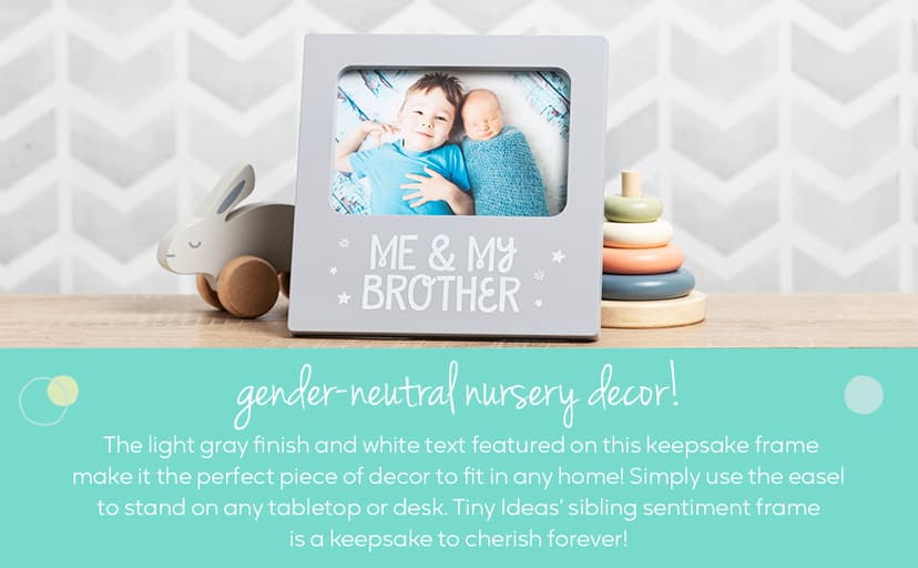 Tiny Ideas Me and My Brother Picture Frame, Christmas Photo Picture Frame, Sibling Keepsake, Ideal Big Brother Gift, Shower Gift and Gender Neutral Nursery Decor, Gray