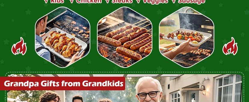 Grandpa Christmas Birthday Gifts,Best Grandpa Gifts from Grandkids,Great Grandfather Grandparents Thanksgiving Xmas Present from Granddaughter Grandson,Funny BBQ Grilling Platter with Apron Sets Gift