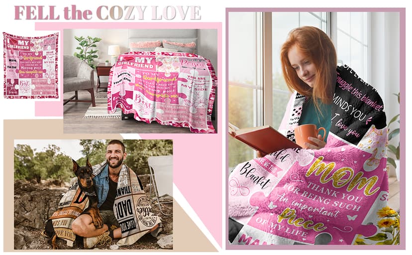 Gifts for Girlfriend from Boyfriend - Valentines Day Girlfriend Gifts for Birthday Mothers Day Christmas - Anniversary Romantic Gift for Her Women - Cute GF Gift Ideas - Soft Flannel Blanket 60"x50"