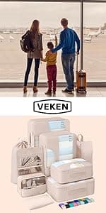 Veken 8 Set Packing Cubes for Travel, Birthday Gifts for Women Mom Her, Cruise Ship Essentials Accessories for Beach Vacation, Suitcase Organizer Bags for Luggage with Hanging Toiletry & Shoe Bag