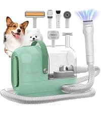 Dog Grooming Vacuum Kit - 3L Vacuum with 7 Tools, Low Noise Electric Clipper and Brush for Pet Shedding at Home, White