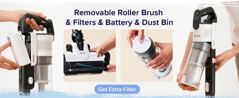 LEVOIT Cordless Vacuum Cleaner, Stick Vac with Tangle-Resistant Design, Up to 50 Minutes, Powerful Suction, Rechargeable, Lightweight, and Versatile for Carpet, Hard Floor, Pet Hair, LVAC-200