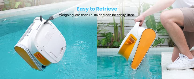 2025 Chasing Hydro 3 Robotic Pool Cleaner for Inground/Above Ground Pools, 150W Cordless Pool Vacuum, Max 200min Runtime, 4.1L Filter Basket, Auto Waterline/Wall Cleaning, Max 1076 sq.ft Coverage