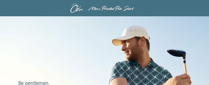 Obla Mens Golf Polo Shirts Short Sleeve Dry Fit Performance Moisture Wicking Casual Print Collared Golf Shirts for Men