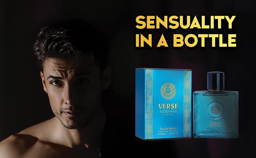 NovoGlow Verse Adonis Eau De Parfum for Men 3.4 Fl. Oz. 100ml Men's Perfume Refreshing Combination of Woody Floral & Fruity Scents - Masculine Scent Lasts All Day A Gift for Any Occasion