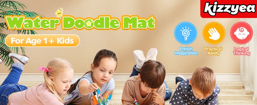 KIZZYEA Toys for 2 3 4 5 Years Old Boys Girls, Water Doodle Mat for Kids, Large Coloring Painting Writing Mat with Neon Colors, Educational Toys Christmas Birthday Gifts for Age 2-4, 3-5 Toddlers