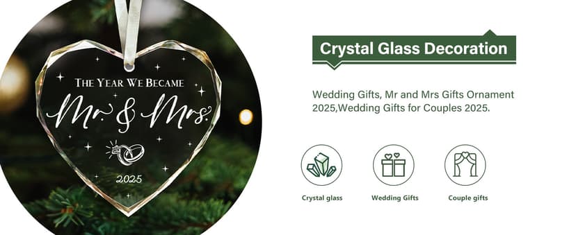 Engagement Gifts for Couples,- Engagement Gifts for Her,Women, Friends, Bride to Be Gifts, Glass Engagement Gift, First Christmas Engagement Ornaments 2025