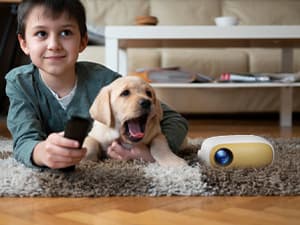 ARTSEA Mini Portable Projector for iPhone - HD 1080P Support Pico Movie Projector to Watch Cartoon, Phone Projector Compatible with HDMI, USB, TV Stick, Laptop, iOS and Android