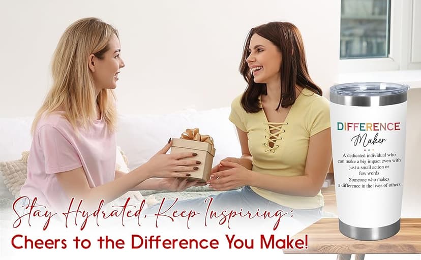 Christmas Appreciation Gifts for Coworkers - 20 oz Stainless Steel Insulated Tumbler - Birthday Inspirational Thank You Gifts for Women Teachers Coworkers Boss, Difference Maker Gift Ideas