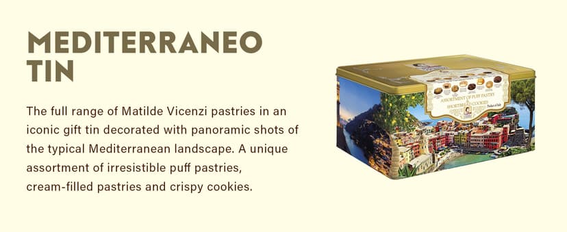 Matilde Vicenzi Roma Cookie Gift Tin - Italian Pastries & Cookies in Individually Wrapped Trays - Bakery Dessert Gifts For Birthdays, Thank You, Get Well and Every Special Occassion - Puff Pastry, Assorted Cookies in Italian Design Gift Tin 32.5oz (920g)