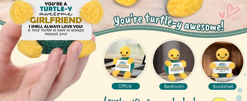 Girlfriend Gifts for Her, To My Love Birthday Anniversary Wedding Graduation Gift for Girlfriend Her from Boyfriend, Romantic I Love You Gift for Girlfriends, Handmade Positive Crochet Animals Turtle