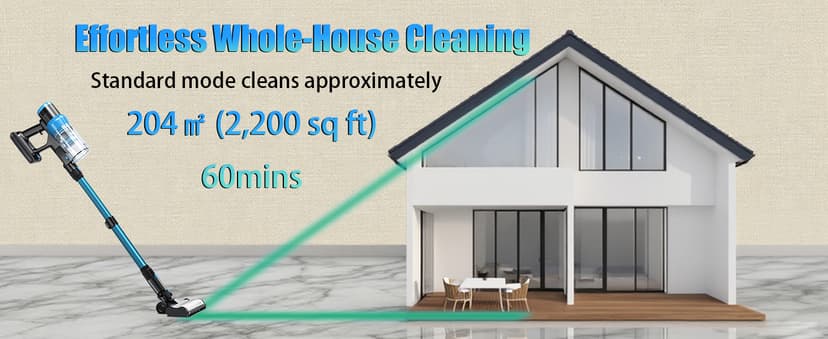 Cordless Vacuum Cleaner, 45kPa 60Min Vacuum Cleaners For Home, Powerful Stick Vacuum Rechargeable With Green Light, Anti tangle Wall Mount, 8 in 1 Lightweight Vacuum For Hardwood Floor Pet Hair Carpet