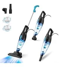 23Ft Corded Vacuum Cleaner, 600W Powerful Self-Standing Stick Vacuum for Home with 20Kpa Suction, 2 Speeds Lightweight Household Vacuum Cleaner for Carpet,Hardwood Floors and Pet Hair