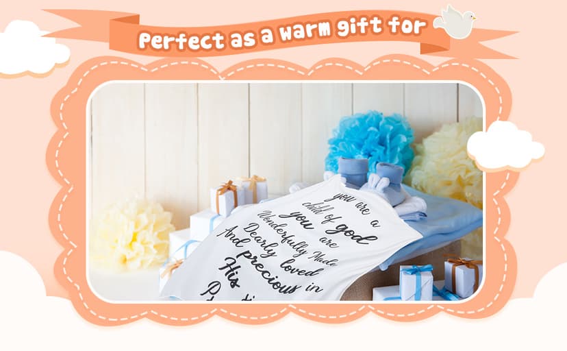 Rtteri Christian Gift for Baby Plush Baby Blanket with Dotted Backing First Communion Gift Baptism Blanket Scripture Swaddle Bible Verse for Newborn Boy Girl Christening Godchild Gift(Pink and White)