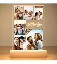 Custom Picture Frames with Photo, Personalized Photo Frame with Night Light, Customized Picture Frame, Personalized Anniversary Birthday Gifts for Women Men Her Him Girlfriend Boyfriend Couple